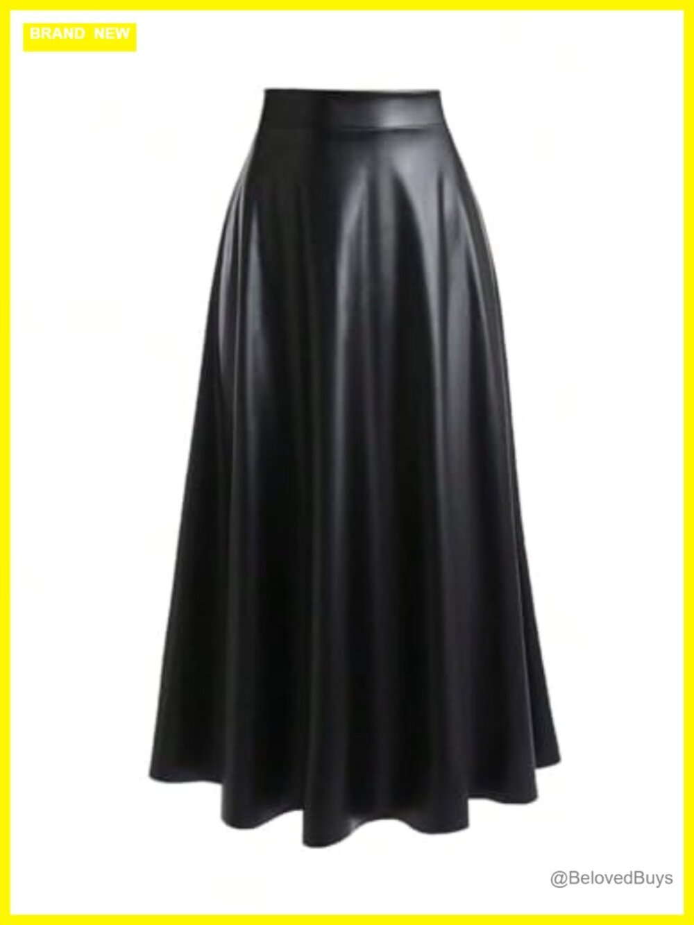 Faux Leather Maxi Skirt High Rise A-Line Flowy Long Skirt